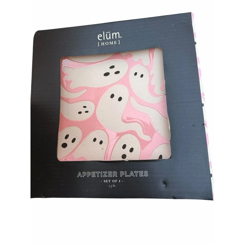 New Elum Home Pink & purple Ghost Halloween Appetizer Plates ghosts